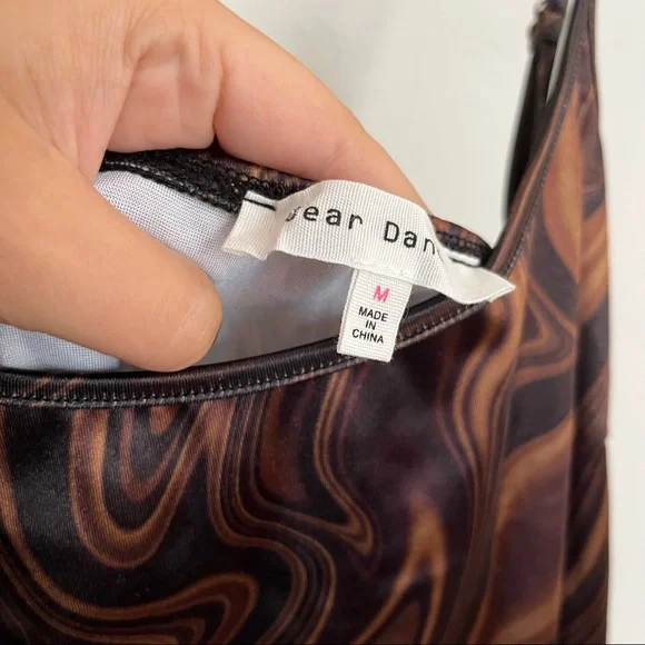 Bear Dance Brown Groovy Print Mini Dress Size Medium - Picture 2 of 7